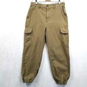 Madewell Cargo Jogger Pants Women 30 Brown 100% Cotton High-Rise Relaxed Utility